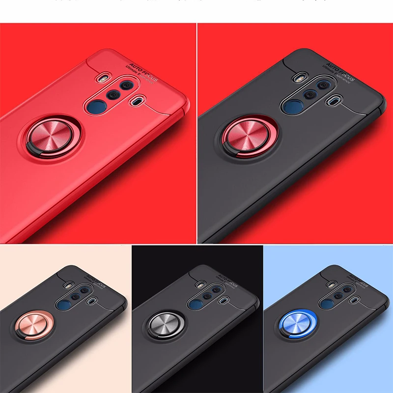 for Huawei Mate 10 P10 Plus Pro Lite Honor 9 Case Car Holder Silicone Phone Cases MT 10PRO Cover Pull Metal Ring |