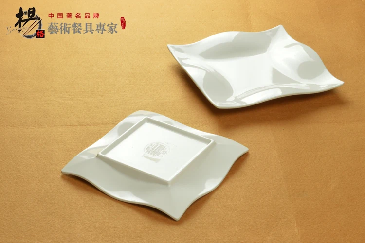 Меламин волна четыре квадратных пластинчатый Пищевой Блюдо для Торта Пластины