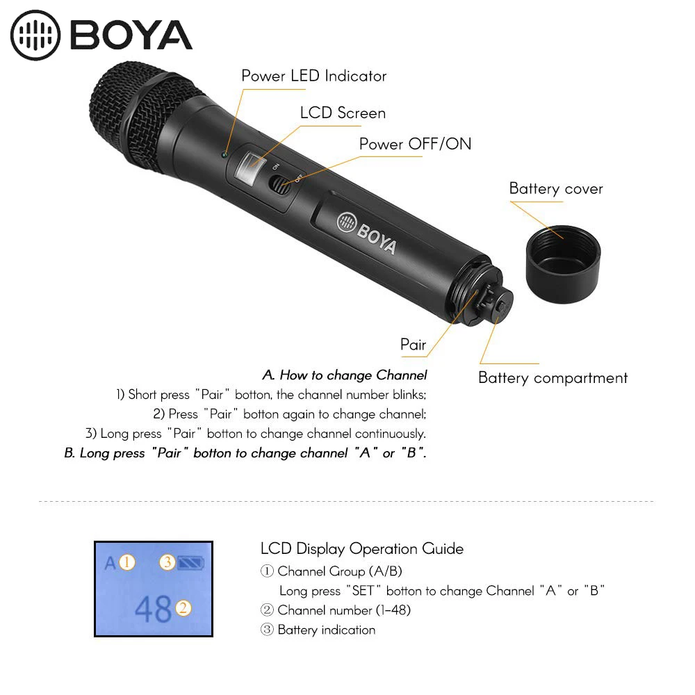Микрофон BOYA BY WHM8 Pro для караоке интервью речи записи музыки 48 канальный UHF