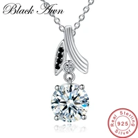 black awn real 925 sterling silver jewelry necklace for women black spinel flower necklaces pendants p153