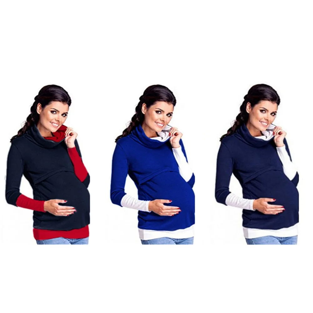 Пуловер теплые пальто одежда стильные Осенние Топы для беременных и кормящих мам