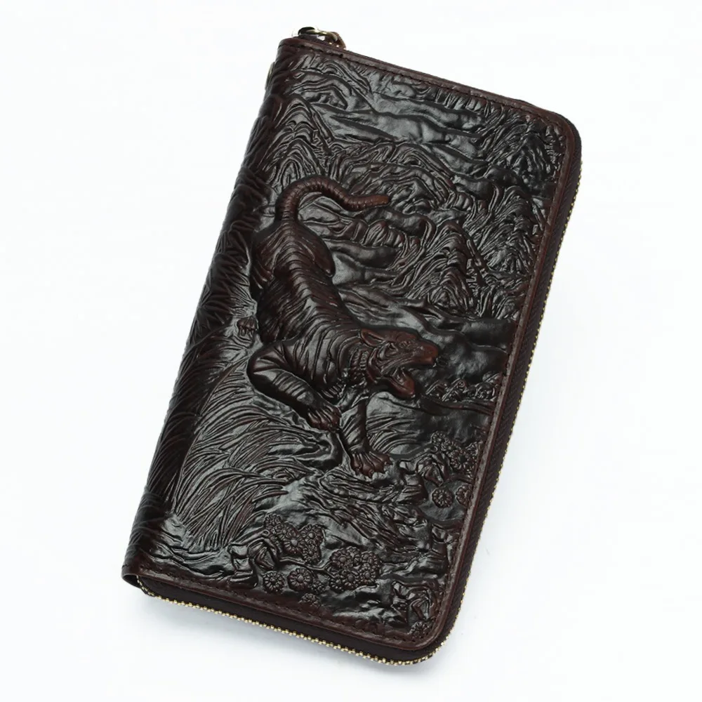 Мужской Длинный кошелек с принтом дракона и тигра дизайнерский