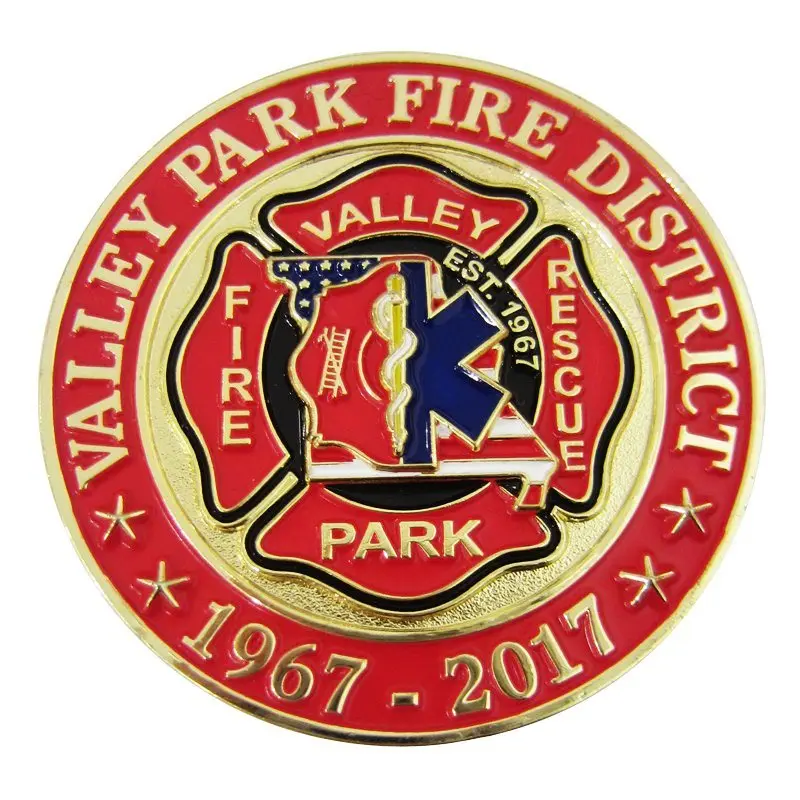 

Metal Craft Fire Rescue Gold Brass Soft Enamel Challenge Coins