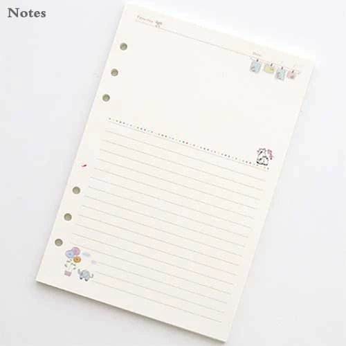 A5 A6 спираль блокнот наполнитель бумага для Filofax Диарио планировщик внутренние страницы замены офисные аксессуары переплетная книга Pap - Цвет: Notes