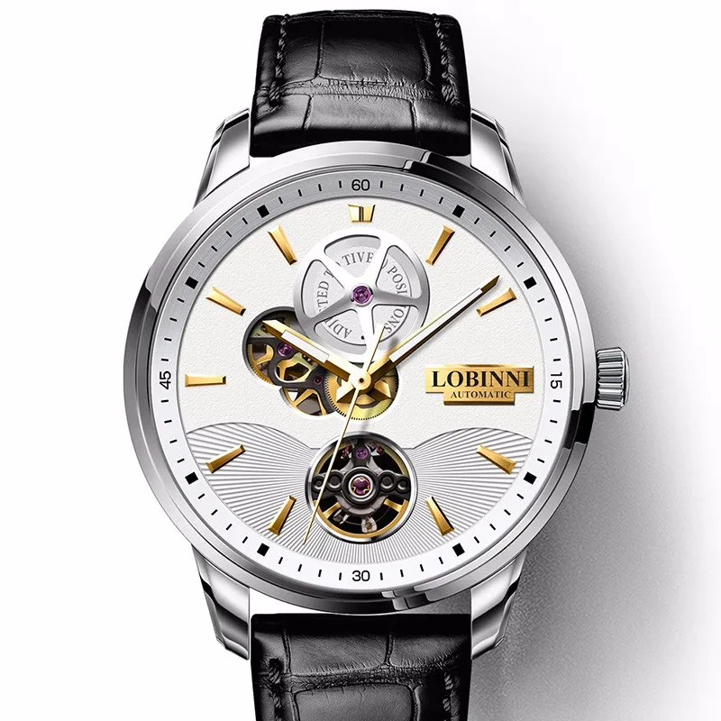 

Luxury Brand Switzerland Men Watches LOBINNI Watch Men Sapphire 50M Waterproof Hollow Relogio Automatic Mechanical Clock L5018-4
