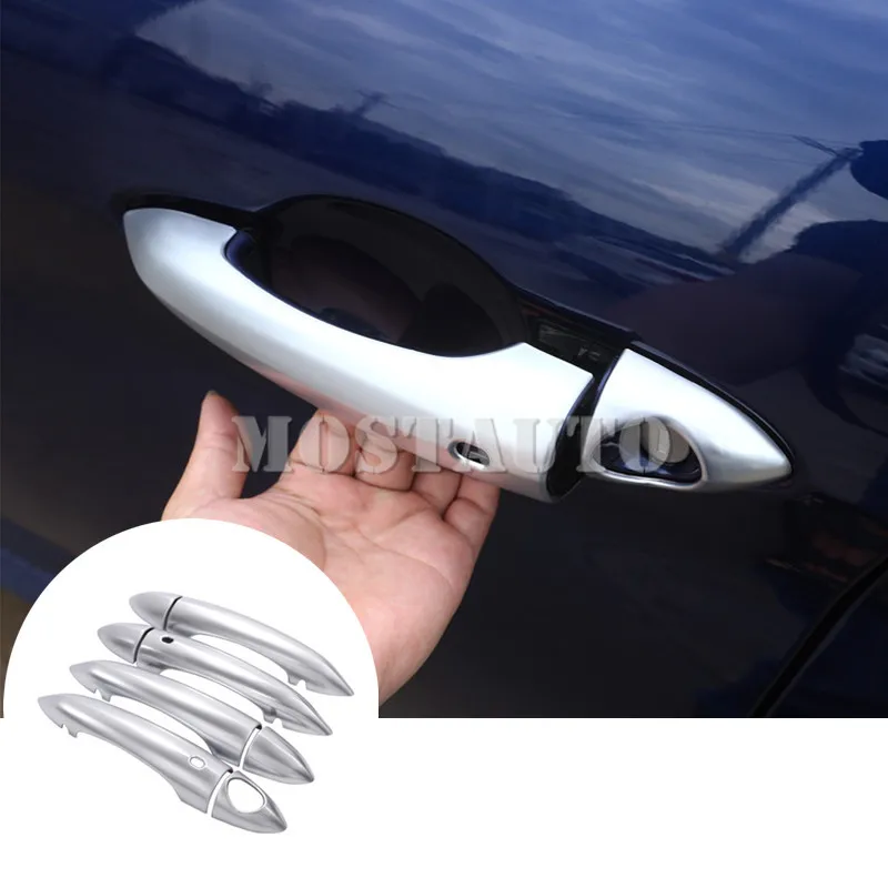 

For Alfa Romeo Giulia Matte Silver Door Handle Cover With Smart Keyhole 2017-2021 8pcs Car Accessories Interior Car Decor