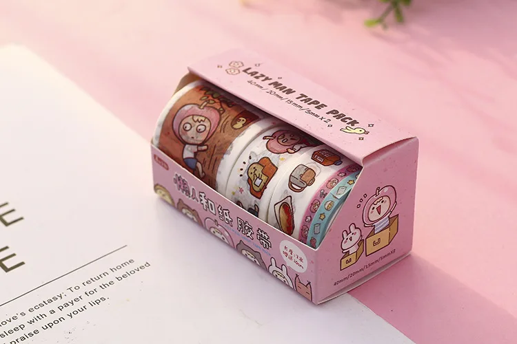 5 рулонов Kawaii Lazy Girl васи клейкая лента DIY Скрапбукинг наклейка этикетка маскирующая лента корейские канцелярские принадлежности Школьные принадлежности