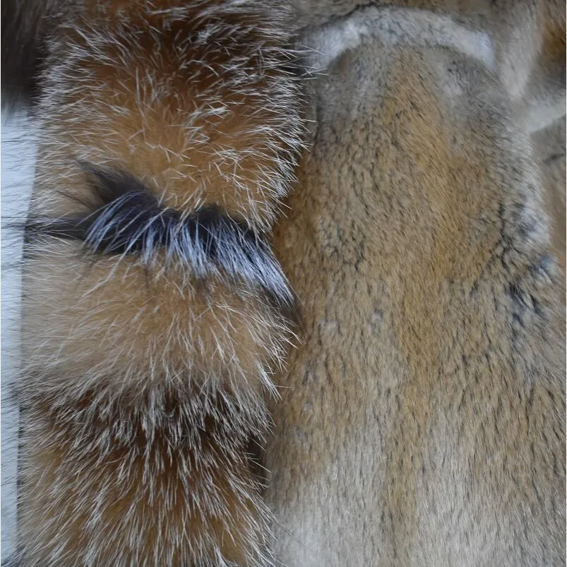 

Parker coat naturalrex fur lining natural fox fur collar coat winter coat women's true fox fur coat fur lining liner thick wint