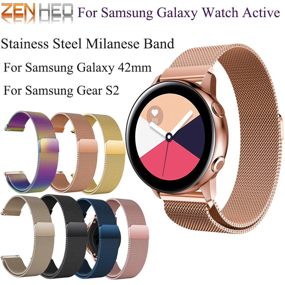 20 мм для samsung gear S2 sport galaxy watch 42 мм ремешок из нержавеющей стали Миланский ремешок для часов samsung galaxy Watch активный ремешок