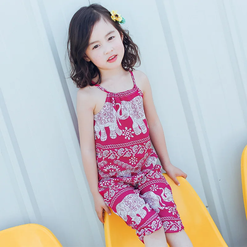 

Baby Girl Clothing Set 2019 Spring Summer Cartoon Print Tank Cami Clothes Sets Baby Suits Bohemian Infant Jumpsuit Kids Toddles