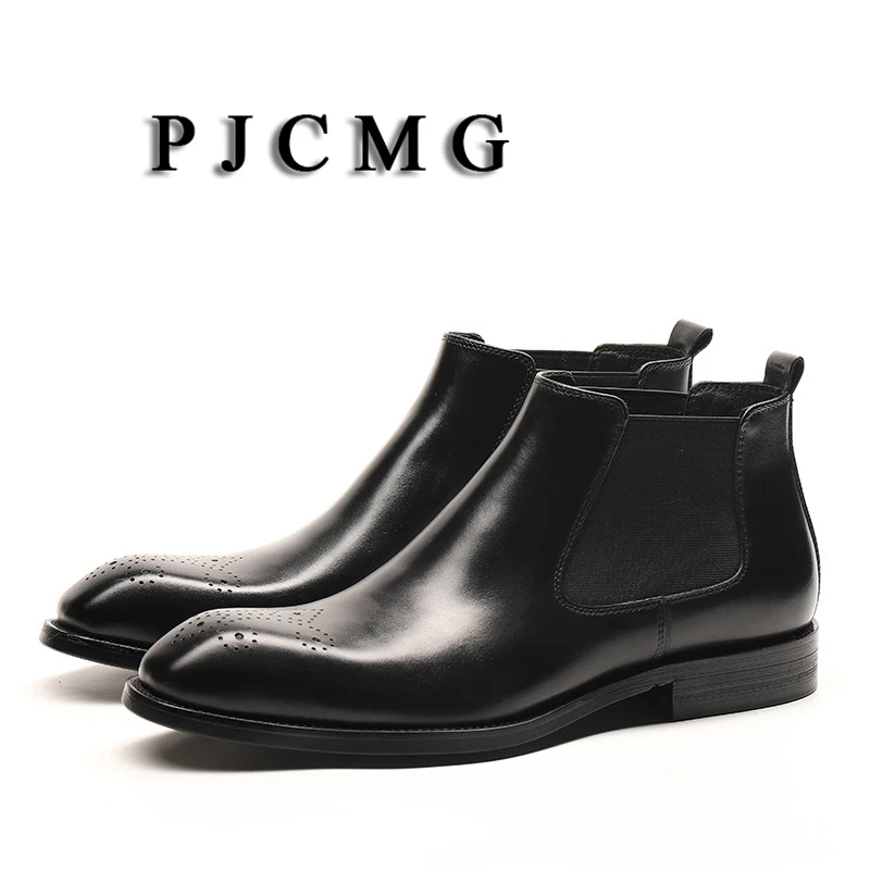 Мужские туфли оксфорды PJCMG Модные дышащие ботинки из натуральной кожи высокого