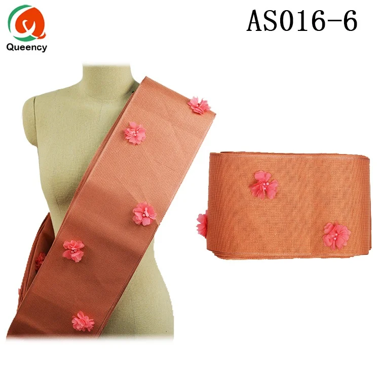 AS016 Новое поступление Африканский Aso Oke головной убор с аппликацией дамские gele wrap 17,2 метров многоцветные доступны для невесты и вечерние - Цвет: peach