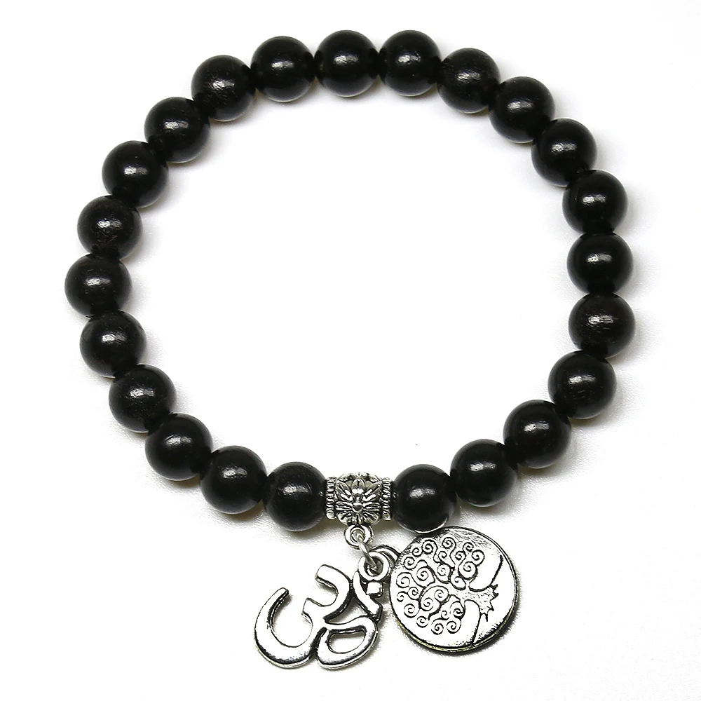 8 мм браслет для йоги женщин черный деревянный дерево жизни из натурального