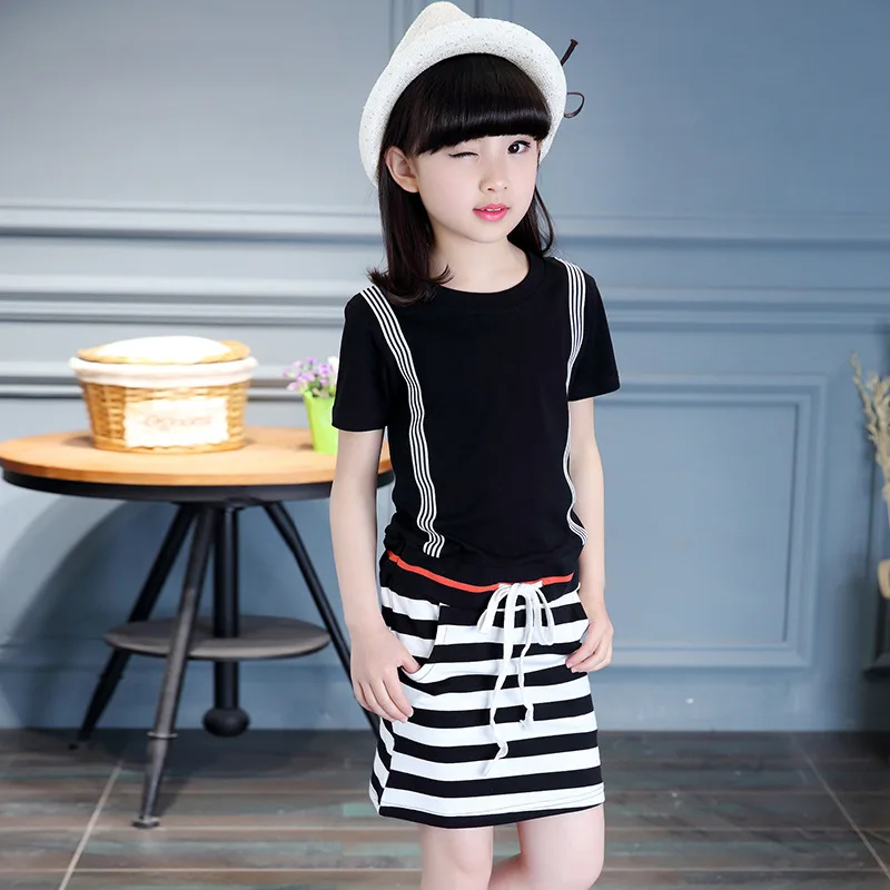 Fashion Girl Summer Dress 2018 Casual Girls Dresses Cotton Sports Clothes Toddler Clothing Children For 6-16Y | Детская одежда и