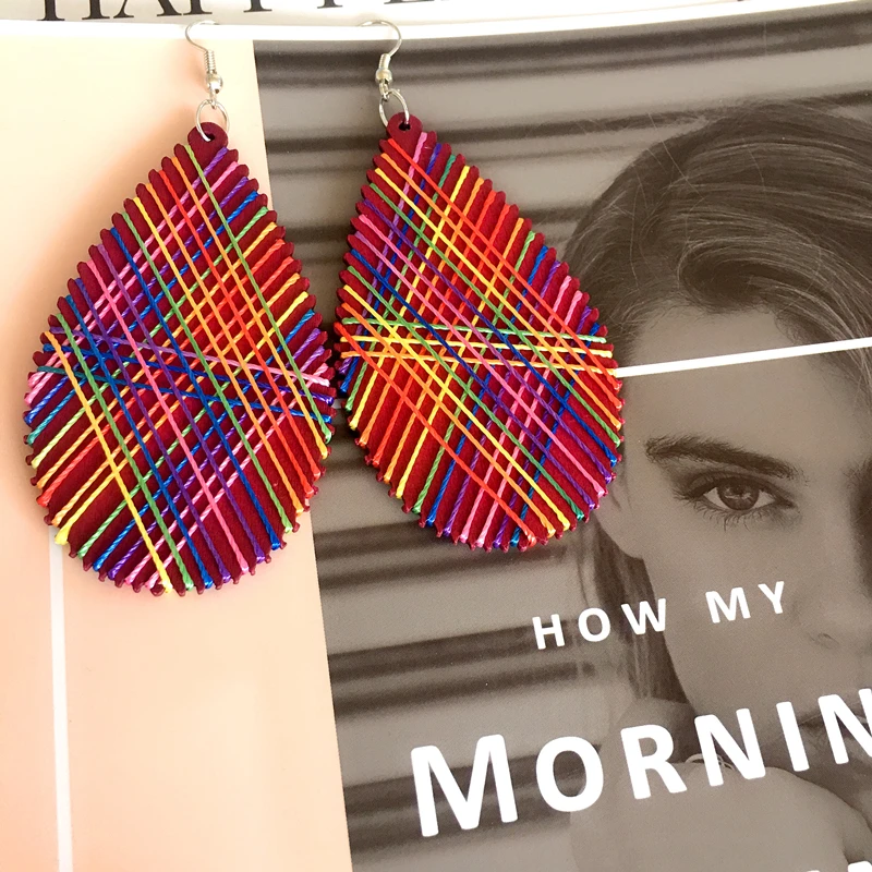 Heeda Vintage Wood String Earrings Female Kpop Big Name Water Drop Eardrop Fashion Simple Light Women Statement Jewelry 2018 | Украшения и