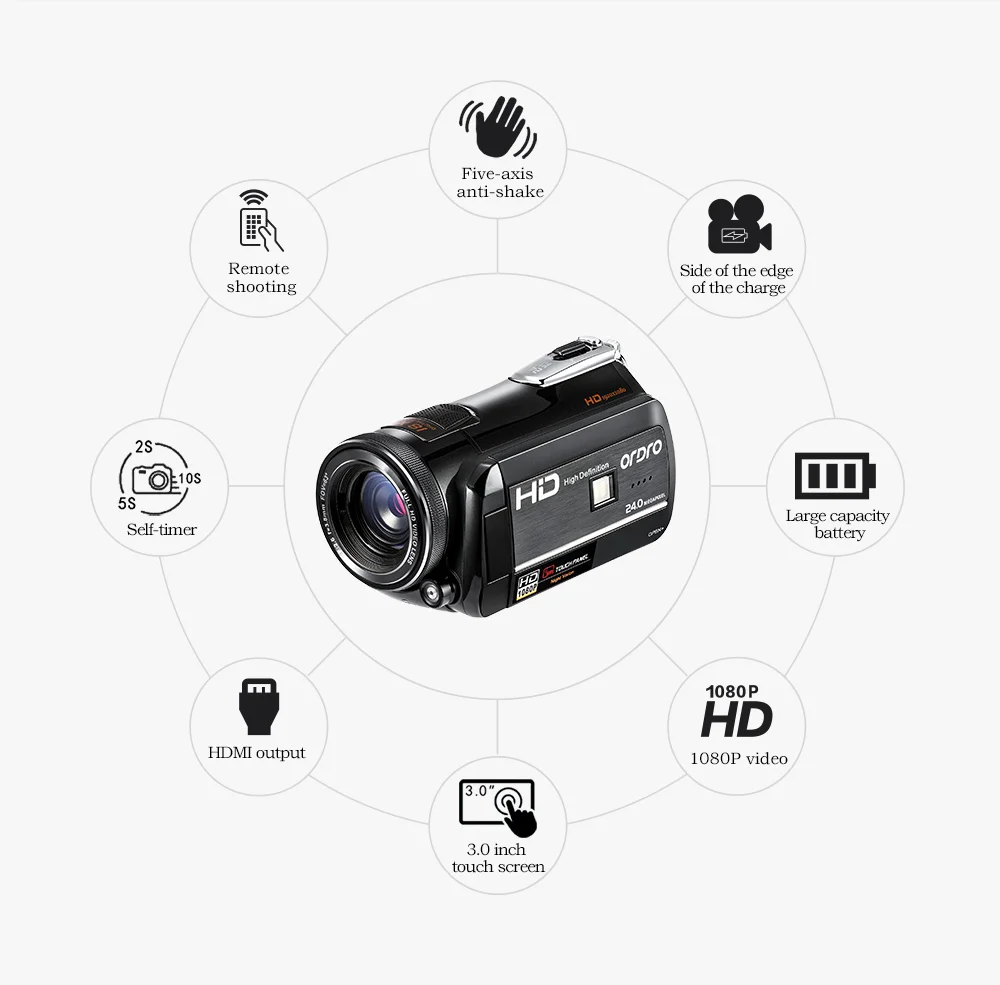 ORDRO цифровая видеокамера 1080 P Full HD видеокамера Wi-Fi инфракрасная ночная съемка ИК 30fps 18X цифровой зум Видео рекордер 2 батареи