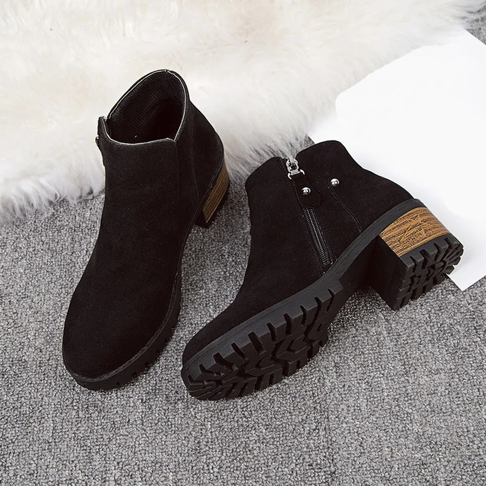 YOUYEDIAN/женские ботинки Martain замшевые ботильоны на высоком каблуке молнии zapatos de mujer