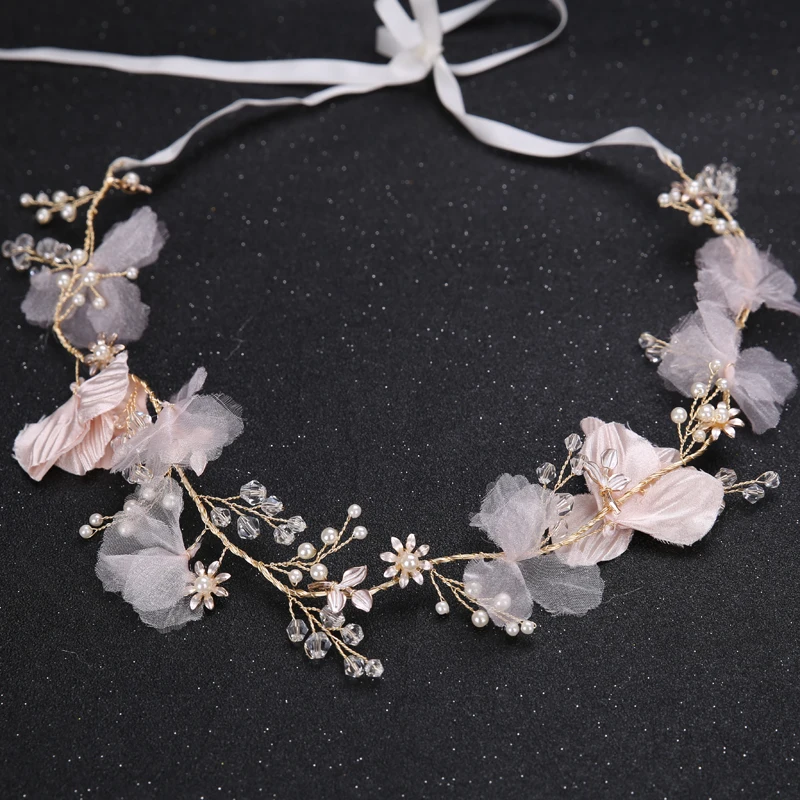 New Fashion Wedding Hair Jewelry Gold Tiara Crown Headbands Crystal Pearl Women Accessories Flower Headpiece Ornament Gift | Украшения и