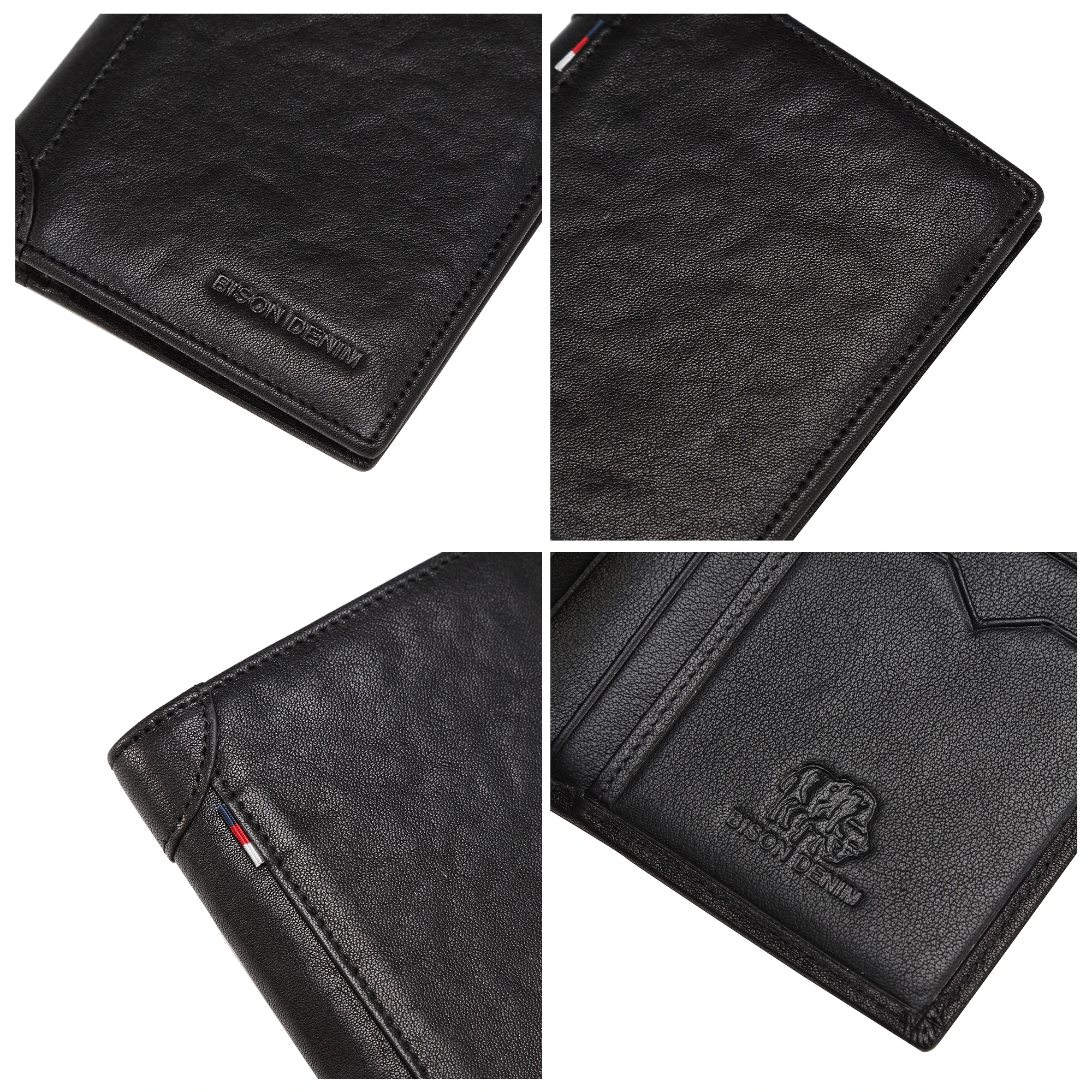Мужской кошелек из натуральной воловьей кожи BISON DENIM тонкий брендовый короткий с