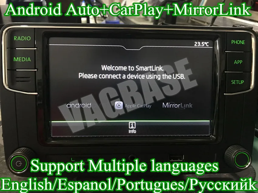 Android Auto CarPlay MirrorLink noname RCD330 плюс R340G 6.5 MIB радио с зеленым Подсветка для Skoda Octavia Fabia