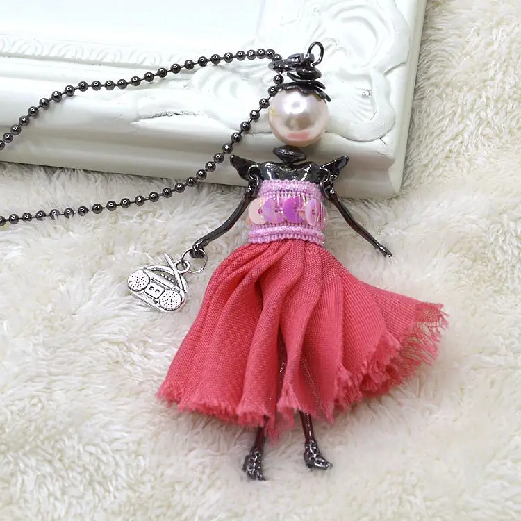 2015 весной горячая распродажа! Милый прекрасный платье кукла ожерелье кристалл