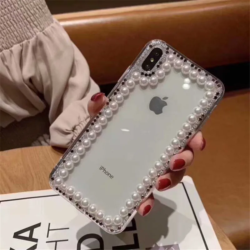 Жемчужный блестящий чехол для Iphone X XS Max XR DIY с алмазами телефона 6 6s 7 Plus 8 PLUS 5 5S SE 5c |