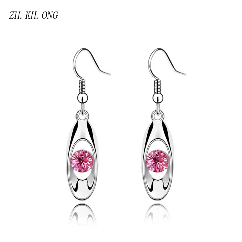Ж. KH. онг модные длинные Oval Drop колошения для Для женщин Серебряный Цвет мотаться