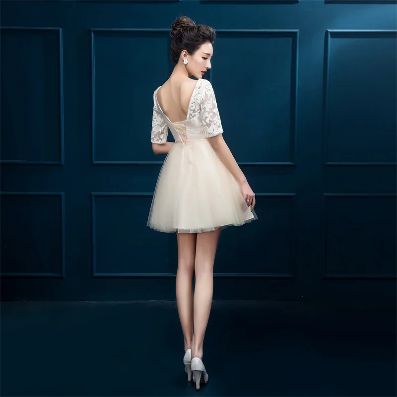 Новые короткие вечерние платья с коротким рукавом для невесты Гламурное бальное