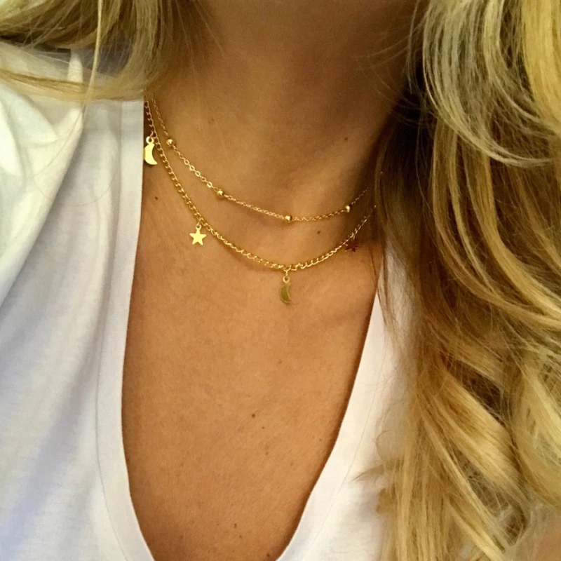 Новое модное ювелирное 2-слойное колье-чокер с Луной хороший подарок для женщин и