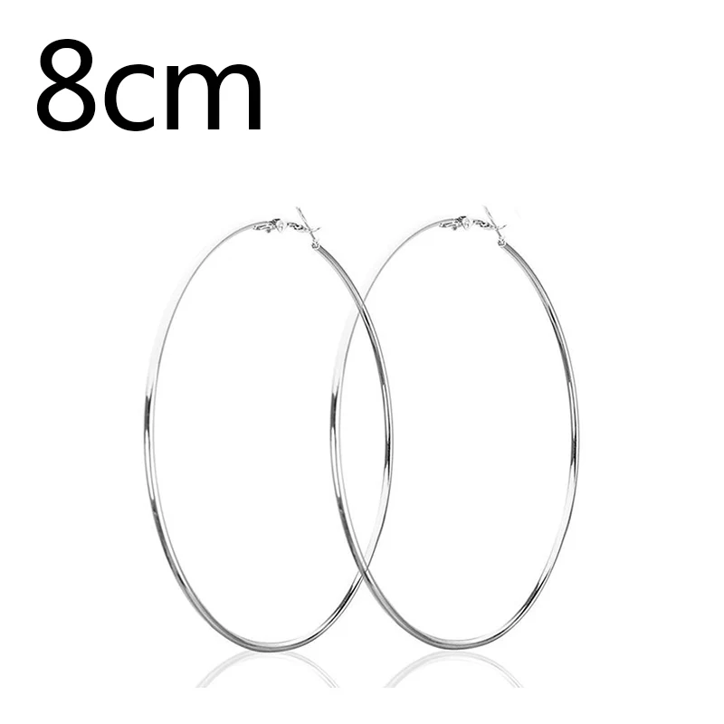 8 cm Трендовые серьги круглые большие гладкие круглые серьги бренд петли серьги гиперболы для женщин ювелирные изделия аксессуары Подарки - Окраска металла: 8 cm