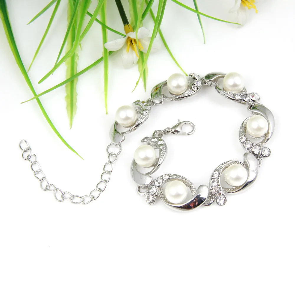 Hesiod Brand New Imitation Pearl Bracelet Women Fashion Trendy Gold Silver Color Chain Crystal Alloy Adjustable| |