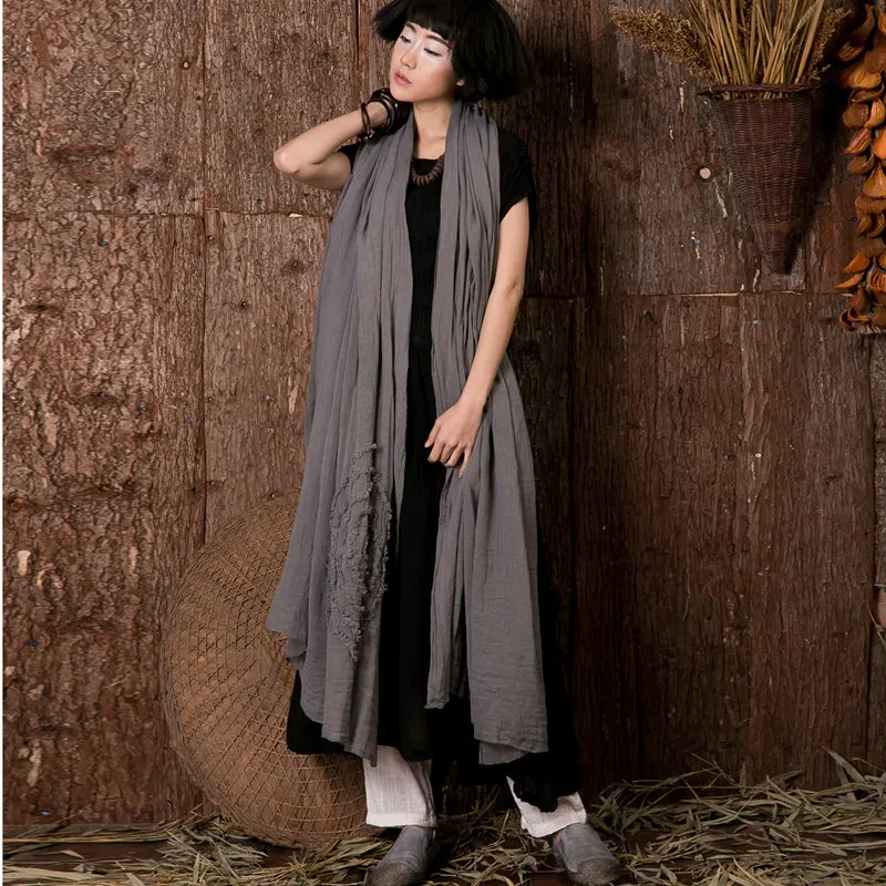 Женский Универсальный шарф Johnature однотонный длинный из чистого хлопка