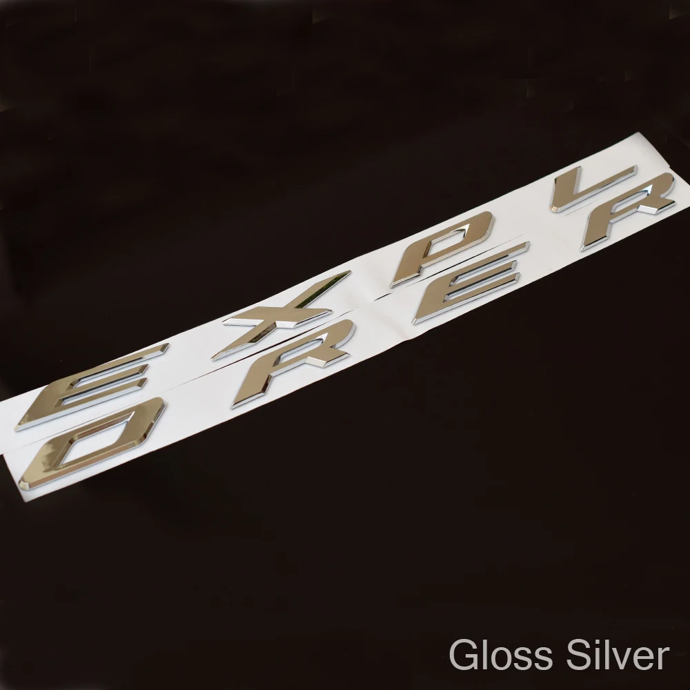 Глянцевая черная 3d-наклейка на капюшон с буквами EXPLORER серебристая хромированная