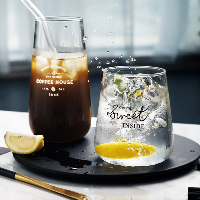 Кружка для холодных напитков с надписью большая чашка живота прозрачное стекло