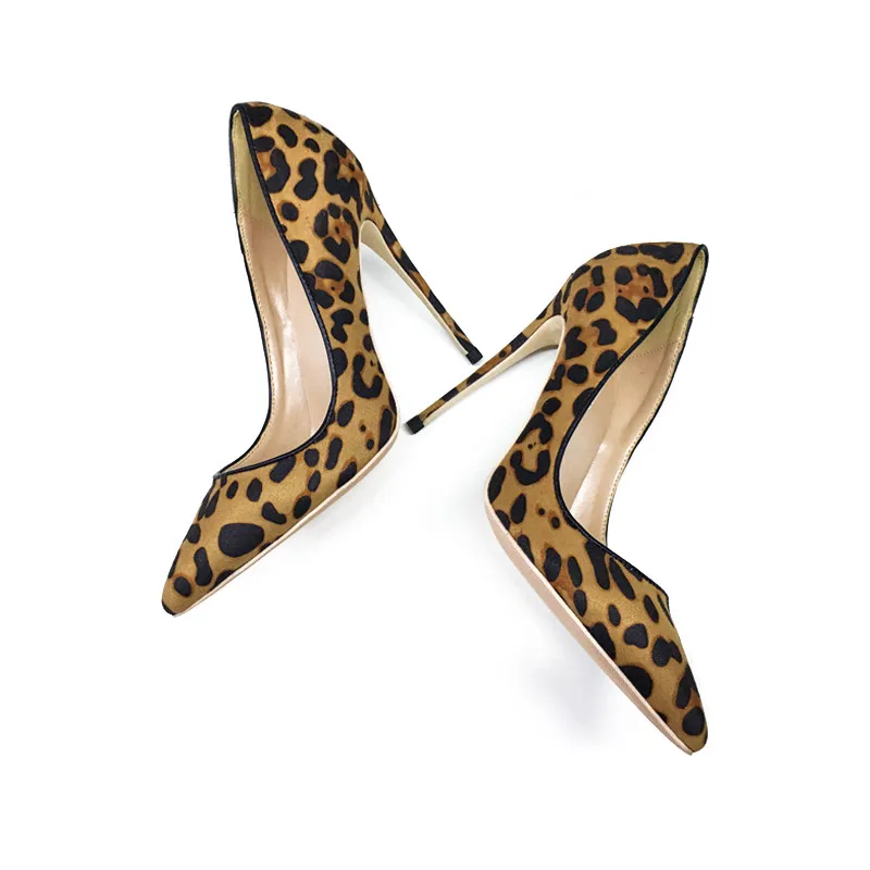 Пикантные леопардовые женские туфли лодочки на тонком высоком каблуке Замшевые