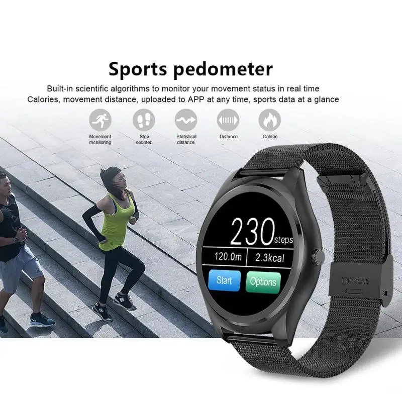 N3Pro ультра тонкий Бизнес нержавеющая стальные Умные часы Водонепроницаемый Bluetooth