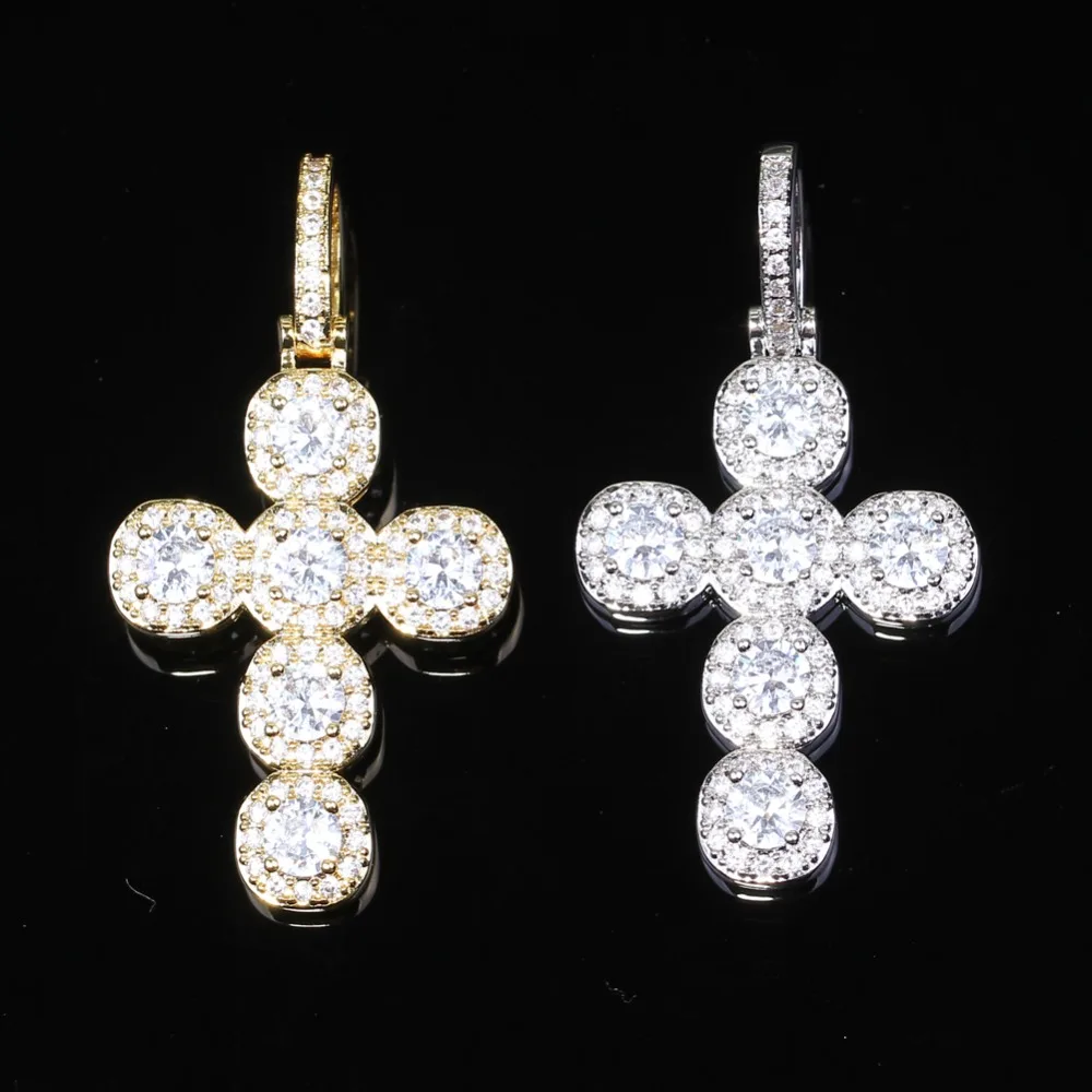 BLING крест-подвеска с фианитами Iced Out кубический циркон ожерелье хип-хоп подарок ювелирные изделия CN077