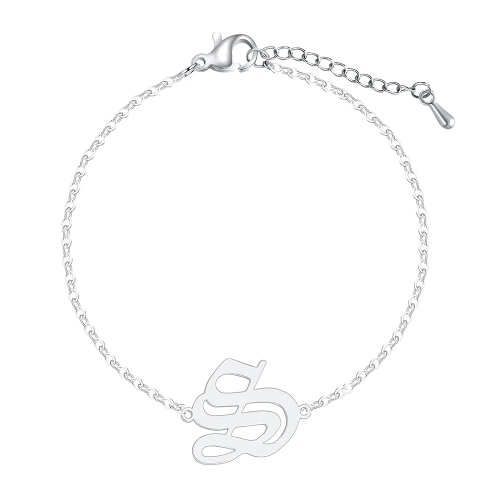 Женский браслет с буквой алфавита из нержавеющей стали 26 дюймов подарок на день