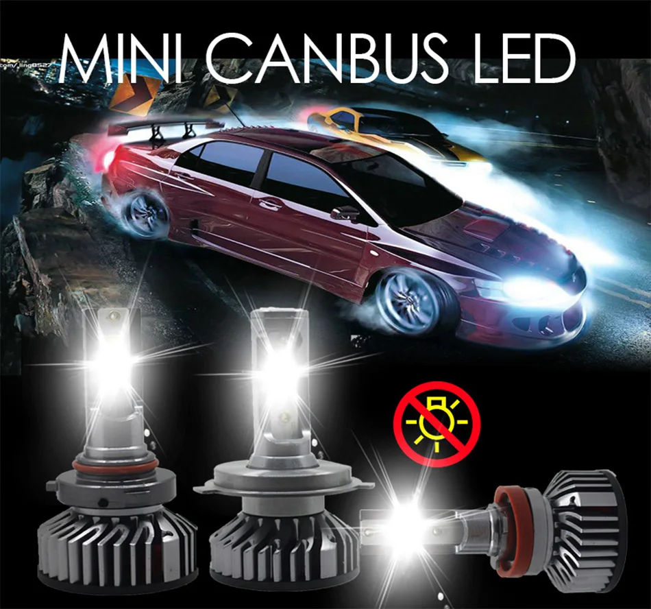 Yamyff мини Canbus H7 светодиодный автомобилей головной светильник H4 светодиодный H1 4300K H11 H3 H27 880 HB3 9005 9006 автомобильные лампы 12V Авто противотуманных фар с возможностью креативного светильник лампочка