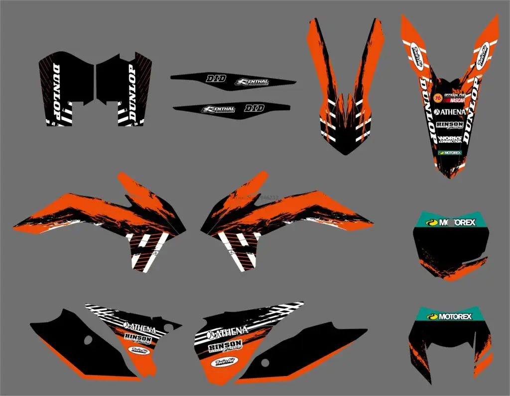 Наклейки графические для KTM 125 200 250 300 450 500 EXC XCW XCF XCFW EXCF 2014 2015 2016 6 стилей|team graphics|graphic