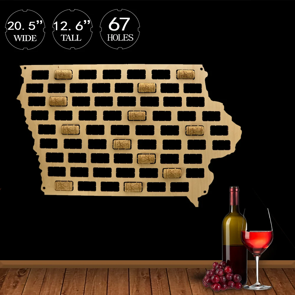 

Iowa Wine Cork Map Midwestern United States Wine Cork Display Home Decor Housewarming Gift Iowa City Personalized Wall Art Map