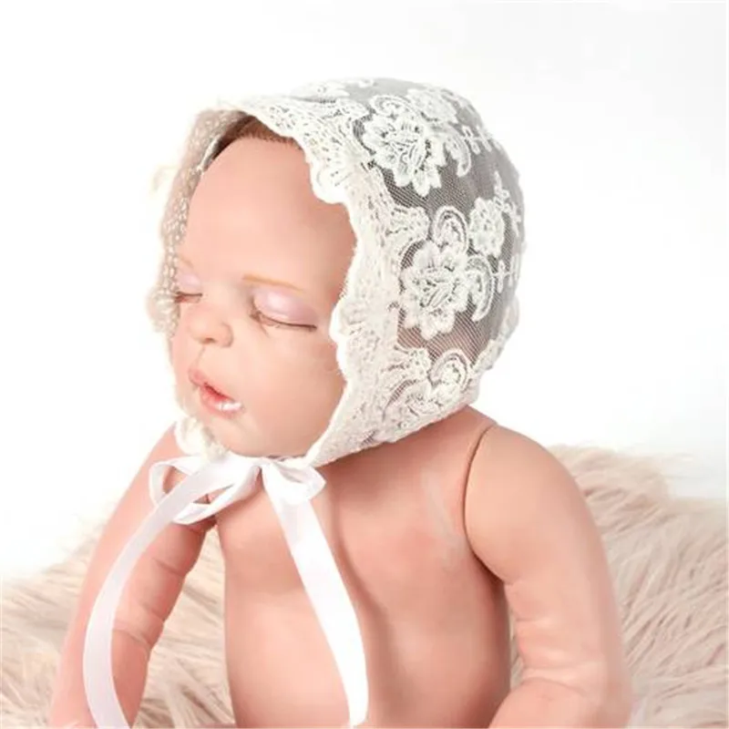 2018 Новорожденный ребенок Фотография кружева шляпа ремень милый хлопок шапочка