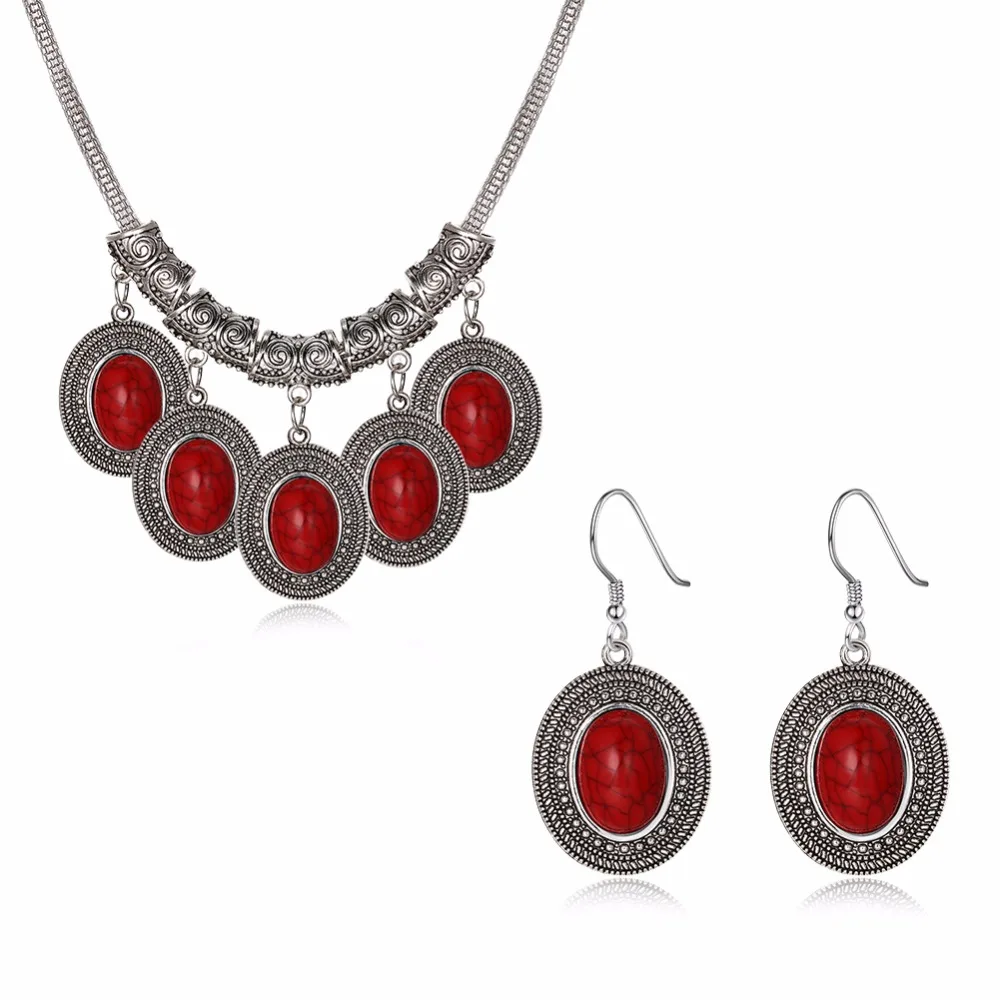 red jewelry sets for women set vintage ethiopian necklace and earring african beads antique accessories | Украшения и аксессуары