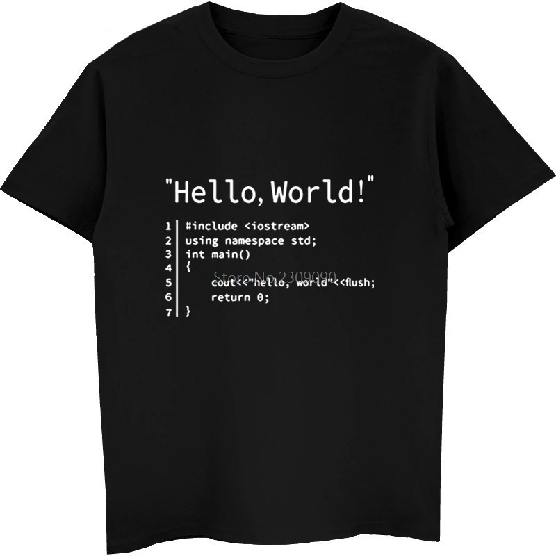 Футболка мужская с коротким рукавом Hello World модная тенниска из хлопка