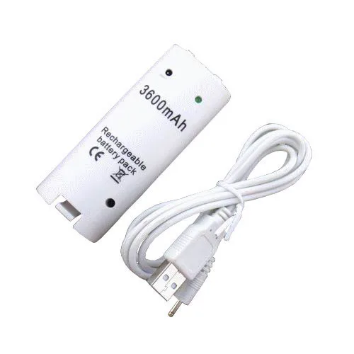 Белый 3600mAH перезаряжаемый зарядный кабель для Nintendo Wii Пульт дистанционного