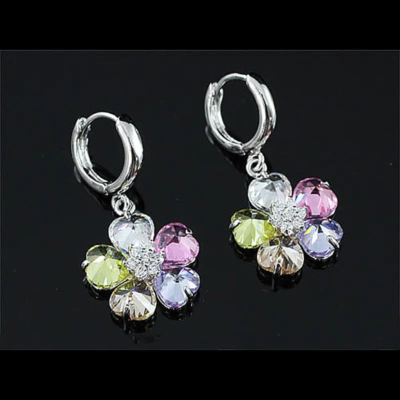 Серьги подвески с павлиньими звездами прозрачный белый розовый разноцветный