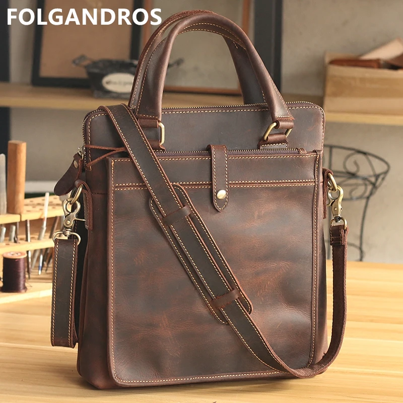 5 days arrival, Men s Vintage Full Grain Cowhide Leather Messenger Bags Classic Crossbody Shoulder Bag Designer Handmade Handbag