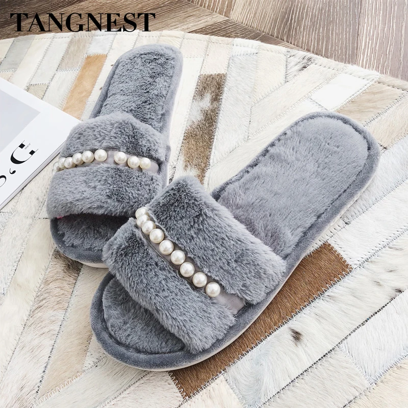 Tangnest/женские тапочки мягкая короткая плюшевая удобная домашняя обувь модная из