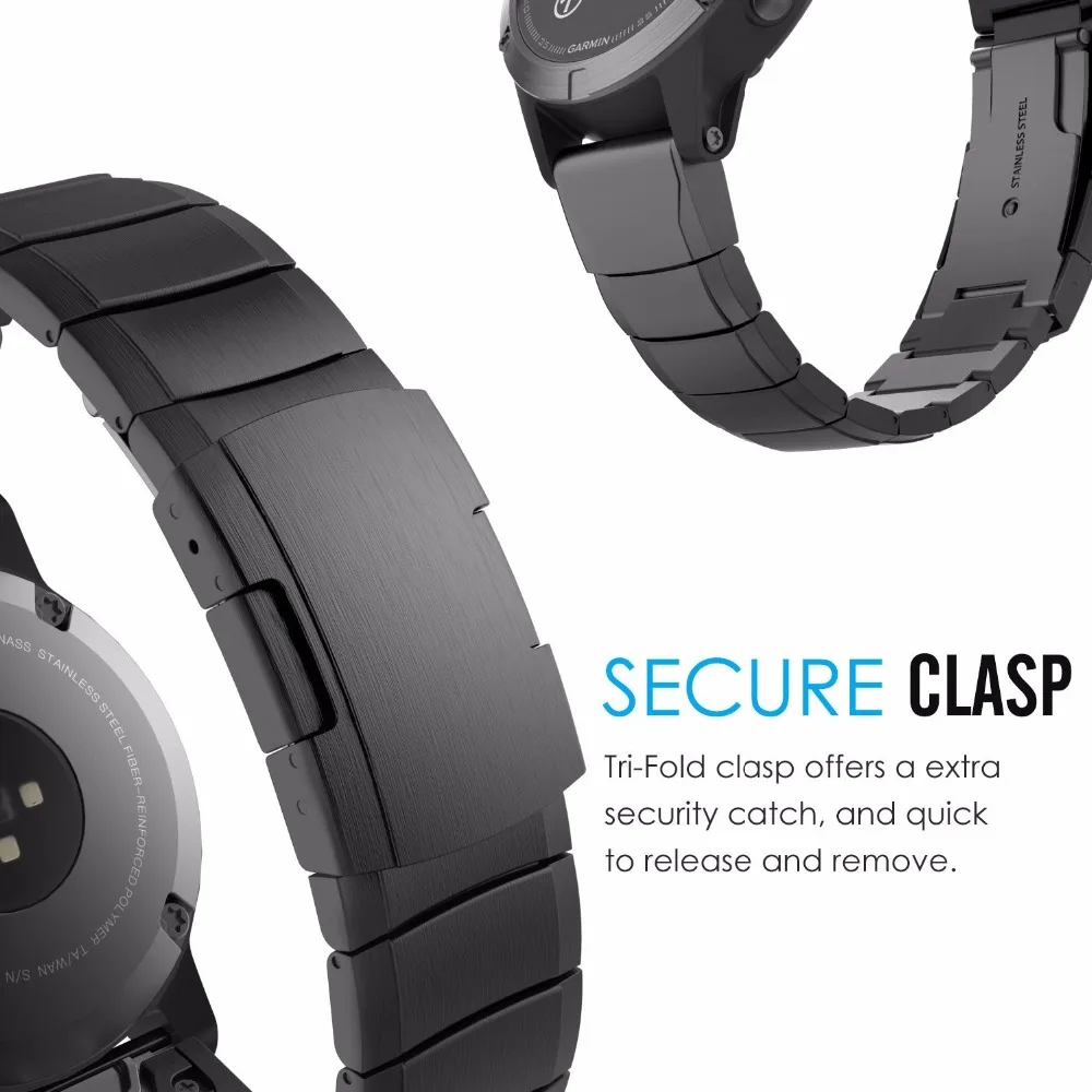 Ремешок для часов из нержавеющей стали 20 мм 22 26 ремешок Garmin Fenix 6X / 5X 6S 5S 6 Pro 5 Plus 3 HR |