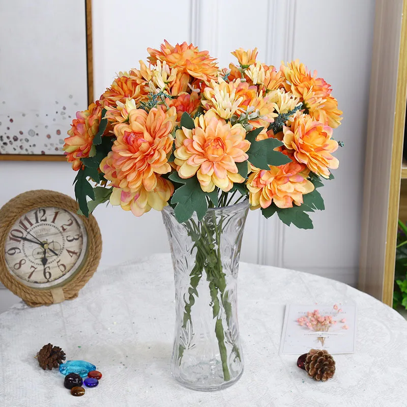 Высококачественные искусственные хризантемы 10 голов marigold Свадебный дом поддельные цветы жизни праздничное украшение для комнаты